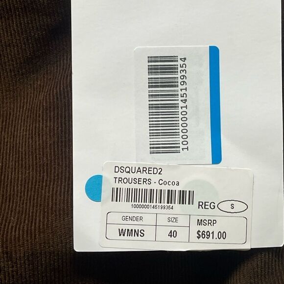 Dsquared2 Women’s trousers in cocoa brown corduroy distressed pants NWT. 40 - Picture 10 of 11